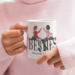 Cute Besties Best Friends  Coffee Mug<br><div class="desc">This fun coffee mug features two best friends sitting on the word "Besties" and personalised with your names. There are more options for the characters' hair colour and skin tones. Characters can be changed by clicking "Personalise" and "Edit Using Design Tool" and hiding or unhiding characters by clicking the eyeball...</div>