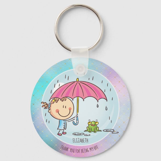 Cute BFF Besties Kawaii Gifts for Girls Friends Key Ring (Front)