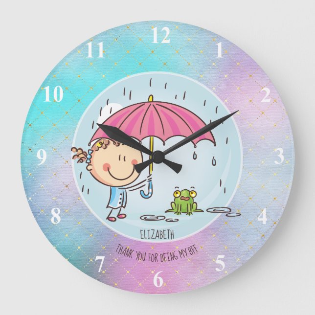 Cute BFF Besties Kawaii Gifts for Girls Friends Large Clock (Front)
