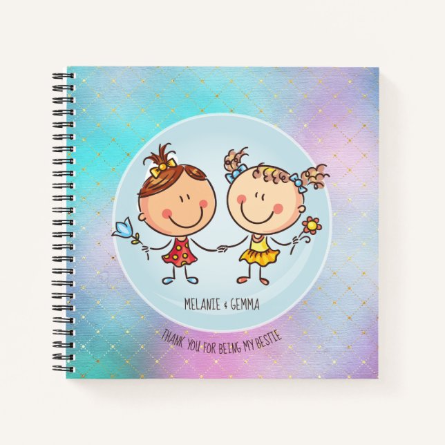 Cute BFF Besties Kawaii Gifts for Girls Friends Notebook (Front)