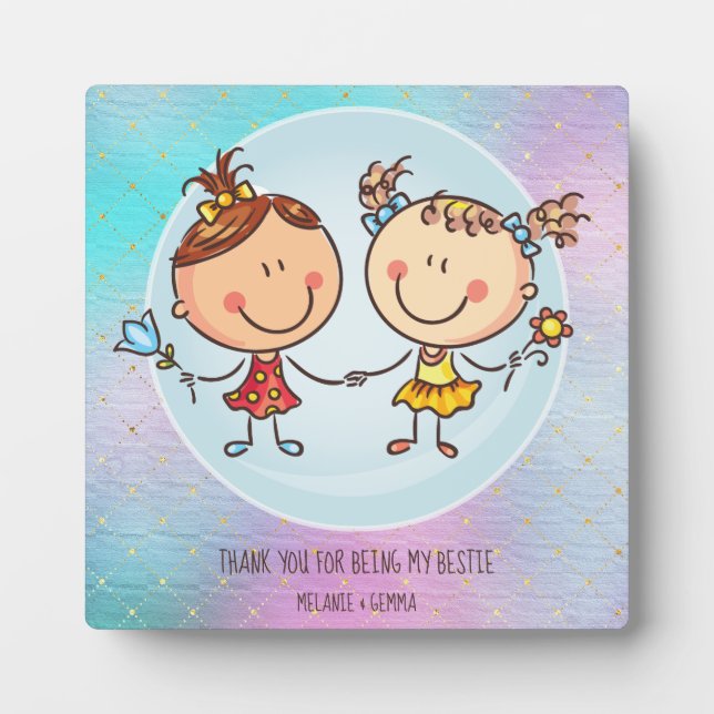 Cute BFF Besties Kawaii Gifts for Girls Friends Plaque (Front)