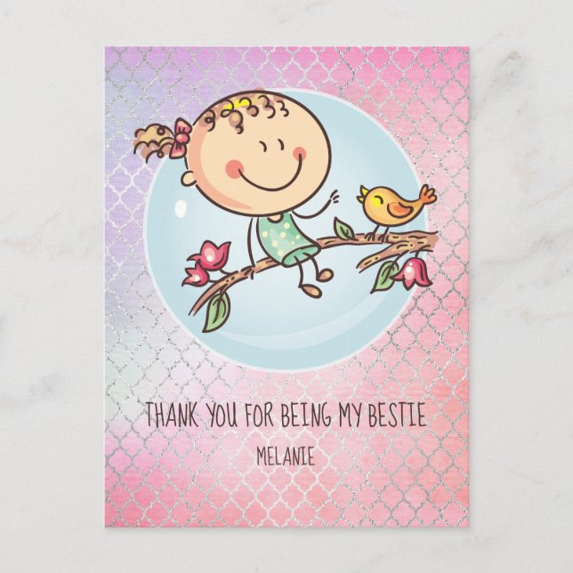 Cute BFF Besties Kawaii Gifts for Girls Friends Postcard (Front)