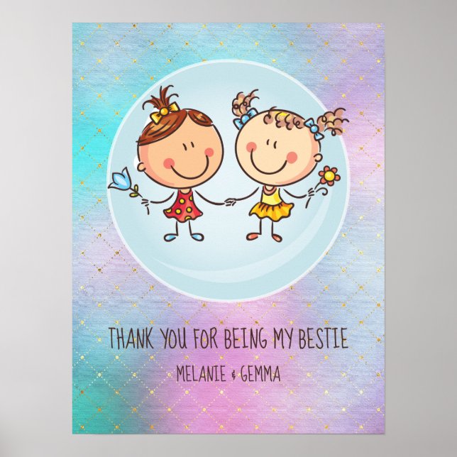 Cute BFF Besties Kawaii Gifts for Girls Friends Poster (Front)