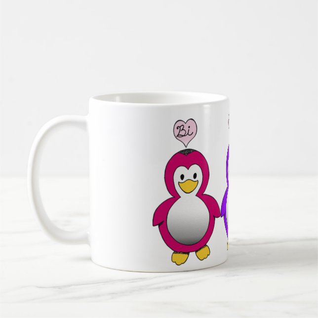Cute bi pride bi love penguins cup (Left)