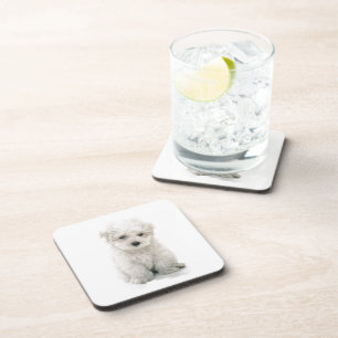 Cute Bichon Frise Cork Coasters