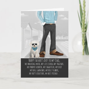 Cute Bichon Frise Dog and Dad Father's Day Holiday Card