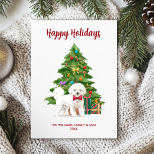Cute Bichon Frise Dog Family Christmas Holiday Card