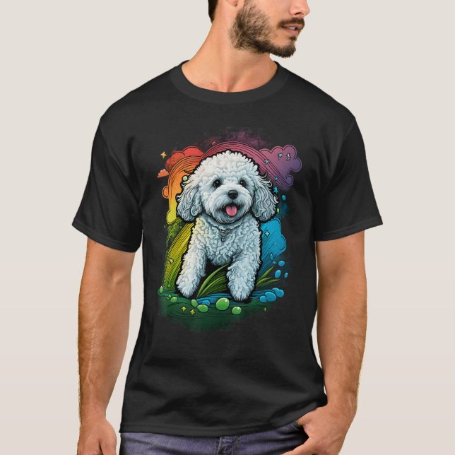 Cute Bichon Frise Dog on Bichon Frise Lover T-Shirt (Front)