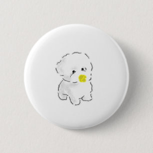 Cute Bichon Frise Dog Wearing Duck Bill Muzzle 6 Cm Round Badge