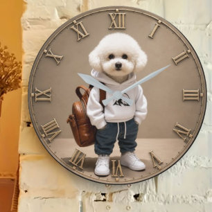 Cute Bichon Frise Puppy  Large Clock