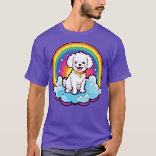 Cute Bichon Frise Rainbow Cloud Kawaii Dog Happy P T-Shirt
