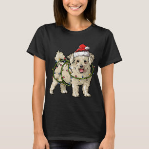 Cute Bichon Frise Santa Christmas Tree Lights Xmas T-Shirt