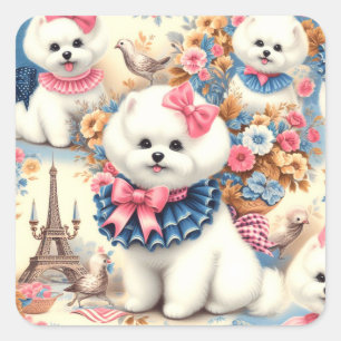 Cute Bichon Frisé Seamless Square Sticker