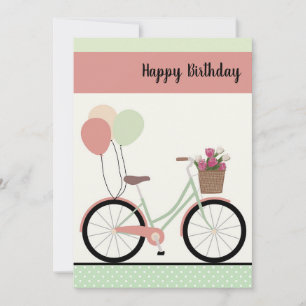 Cute Bicycle and Balloons Happy Birthday Card