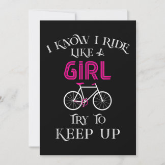 Cute Bicycle Bike Woman Girl Female Cyclist Invitation