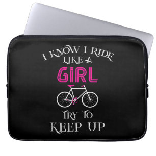 Cute Bicycle Bike Woman Girl Female Cyclist Laptop Sleeve