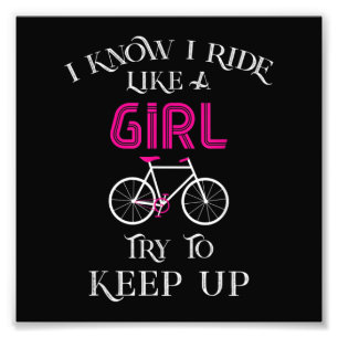 Cute Bicycle Bike Woman Girl Female Cyclist Photo Print