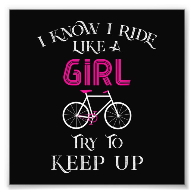Cute Bicycle Bike Woman Girl Female Cyclist Photo Print (Front)