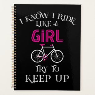 Cute Bicycle Bike Woman Girl Female Cyclist Planner