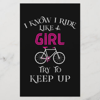 Cute Bicycle Bike Woman Girl Female Cyclist Stationery