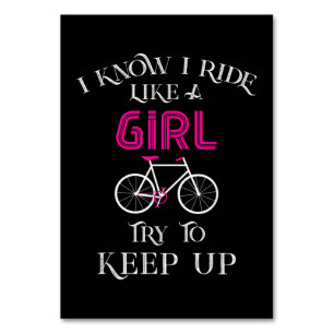 Cute Bicycle Bike Woman Girl Female Cyclist Table Number