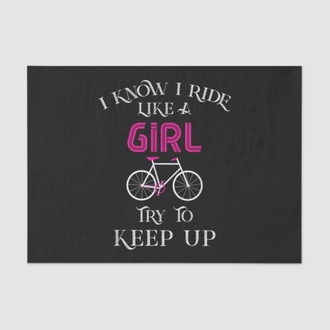 Cute Bicycle Bike Woman Girl Female Cyclist Tissue Paper (Front)