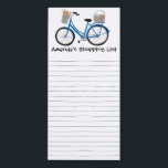 Cute Bicycle Custom Grocery Shopping List Magnetic Notepad<br><div class="desc">Make your shopping lists in style with this customisable grocery shopping notepad. Change the text to suit your needs. Hand drawn lines give you someplace to write but you can delete if you prefer. Check my shop for more!</div>
