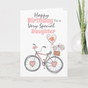 Cute bicycle flowers bunting gifts daughter modern card
