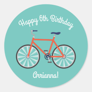 Cute Bicycle Kids Bike Birthday Party Cycling Classic Round Sticker