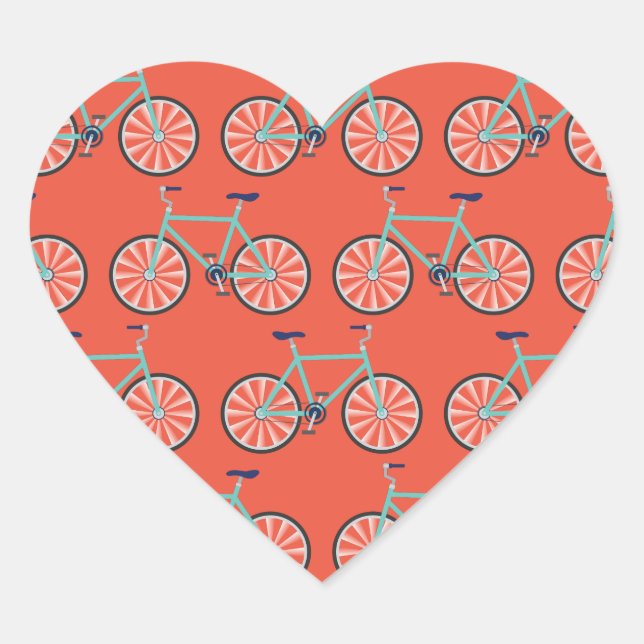Cute Bicycle Kids Bike Birthday Party Cycling Heart Sticker (Front)