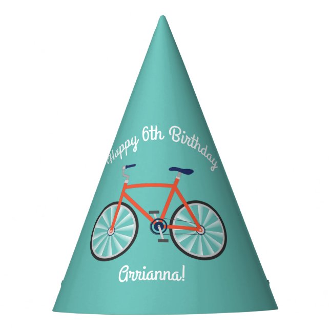 Cute Bicycle Kids Bike Birthday Party Cycling Party Hat (Front)