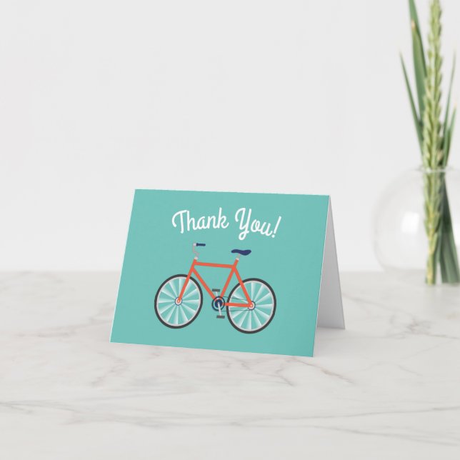 Cute Bicycle Kids Bike Birthday Thank You Card (Front)