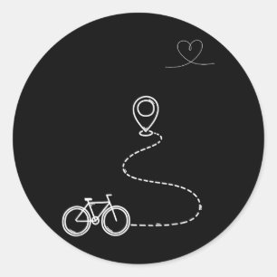 Cute Bicycle Line Art Fanny Unisex Design for Men Classic Round Sticker