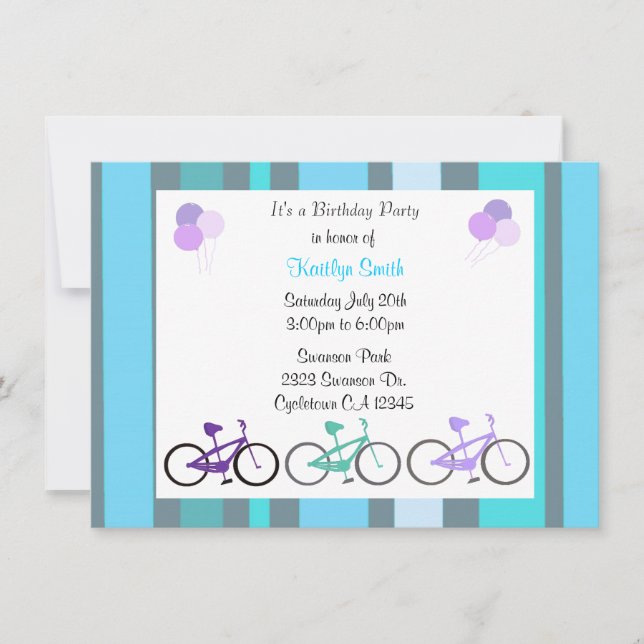 Cute Bicycles Birthday Party Invitation (Front)