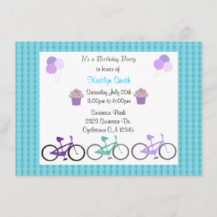 Cute Bicycles Birthday Party Invitation