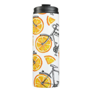 Cute bicycles with orange wheels. Watercolor hand  Thermal Tumbler