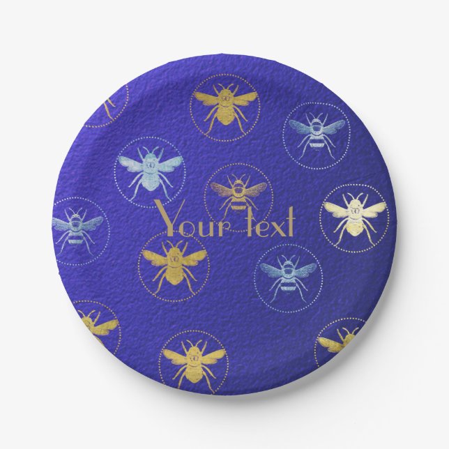 Cute bie pattern,bies,metallic colours,modern,cute paper plate (Front)