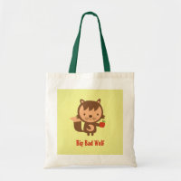 Cute Big Bad Wolf with Apple for Kids