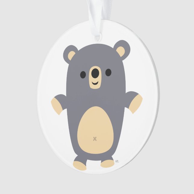Cute Big Blue Cartoon Bear Acrylic Ornament (Front)