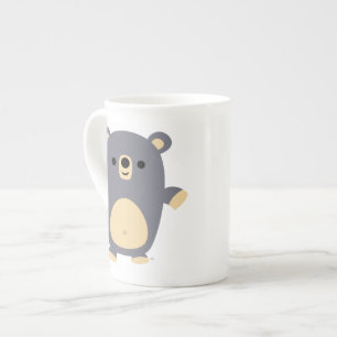 Cute Big Blue Cartoon Bear Bone China Mug