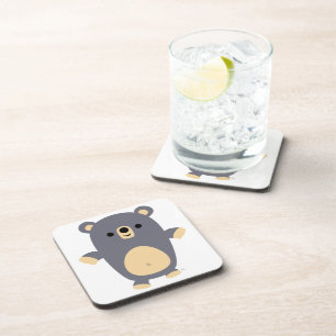 Cute Big Blue Cartoon Bear Coasters Set