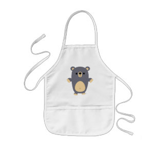 Cute Big Blue Cartoon Bear Kids Apron