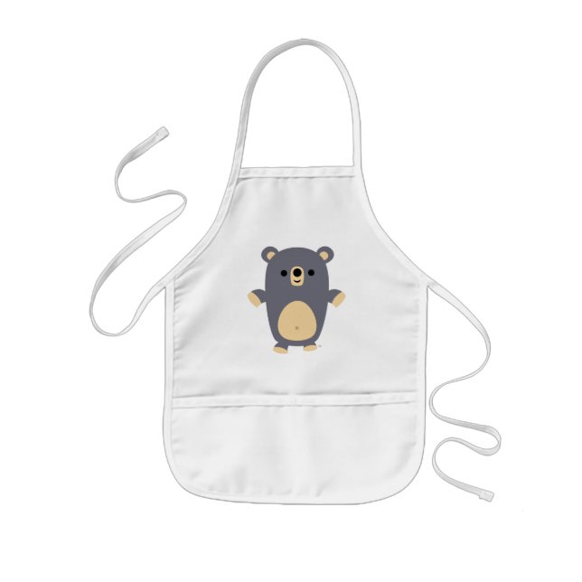 Cute Big Blue Cartoon Bear Kids Apron (Front)