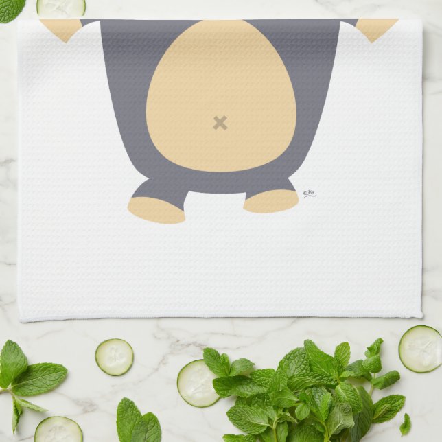 Cute Big Blue Cartoon Bear Kitchen Towel (Folded)