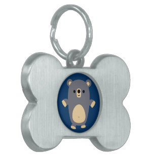 Cute Big Blue Cartoon Bear Pet Tag