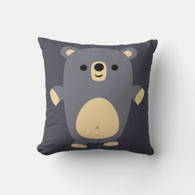Cute Big Blue Cartoon Bear Pillow (Front)