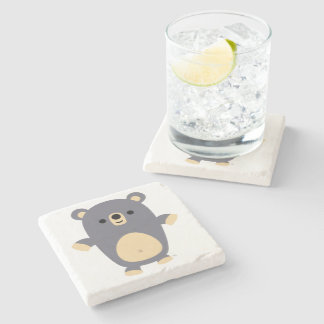 Cute Big Blue Cartoon Bear Stone Coaster