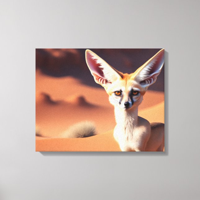Cute, big-eared Fennec Fox in the Desert Canvas Print (Front)