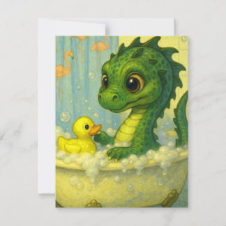 Cute big eye baby sea serpent bubble bath fantasy card