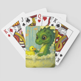 Cute big eye baby sea serpent bubble bath fantasy playing cards
